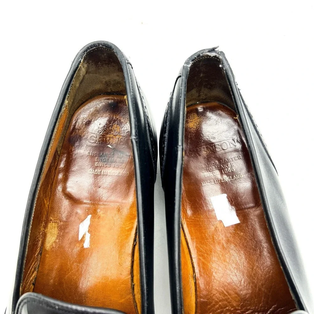 Grenson Bench Made English Leather Black Tassel Loafers Men's 13 B - Picture 6 of 16